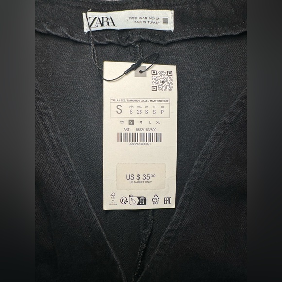 ZARA Cropped Black Denim Vest – Size S – New With Tags - Picture 3 of 4